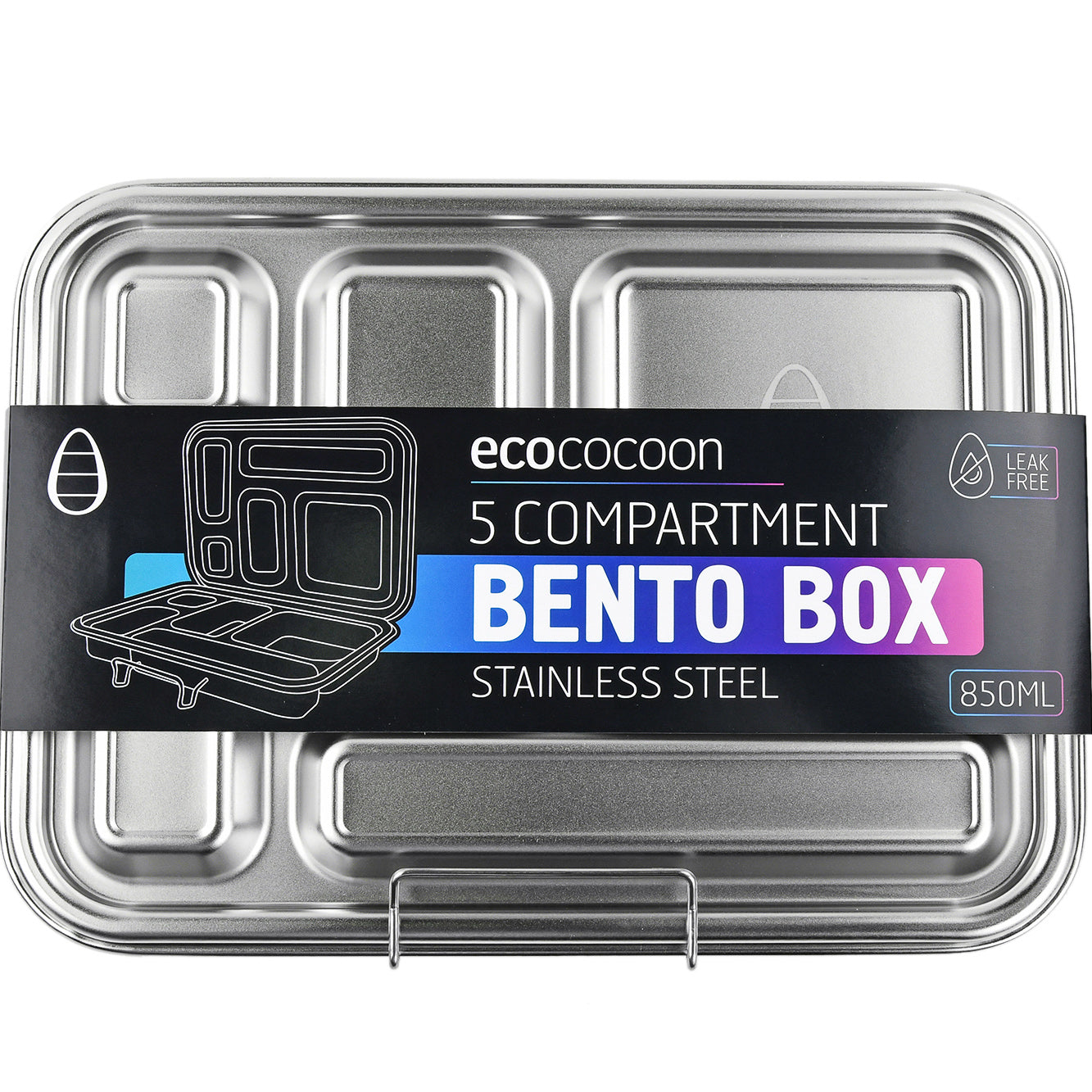Bento Lunch Box 5 - Stainless Steel - Leak Proof